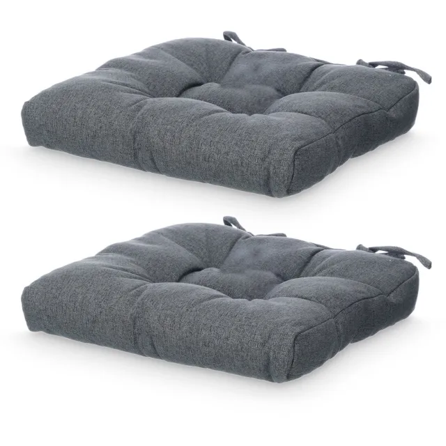 Giftdecor Stoelkussens met quilt en strikjes, 40 × 40 cm - donkergrijs