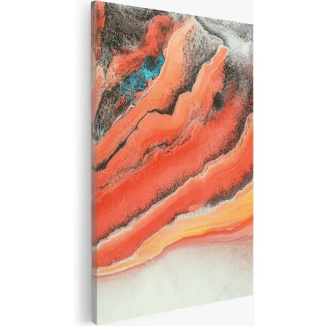 Saammp Canvas Schilderij - Rood oranje - Abstract kunstwerk - 100x150 - Foto op canvas - Wanddecoratie - Muurdecoratie Woonkamer - Slaapkamer decoratie - Canvas Print Multicolor