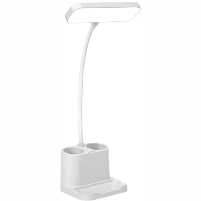 longziming Multifunctionele 3-in-1 LED Bureaulamp – Dimbaar, 3 Lichtstanden – Met Telefoon- & Pennenhouder Wit
