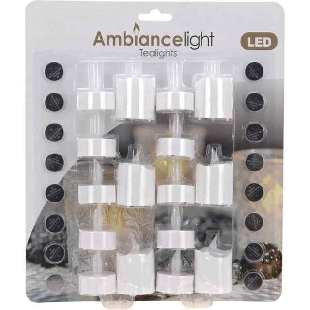 ComfortTrends Theelichten met led - 16x stuks - LED kaars - Waxine lichten Wit