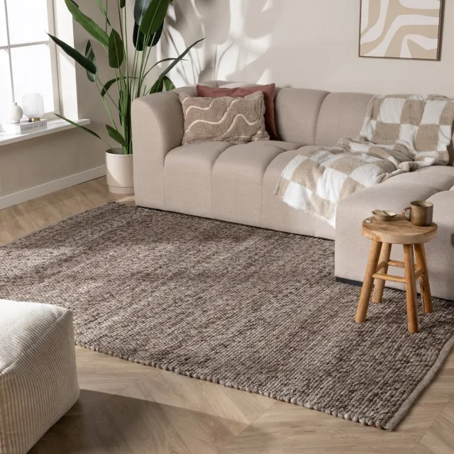 NATURL. Wollen vloerkleed - Feline Bruin/Gemeleerd | Isolerend - 230x330cm