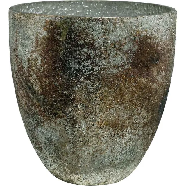 PTMD COLLECTION PTMD Jaylee windlicht - H15 x Ø14 cm - Glas - rustiek Goud Roest