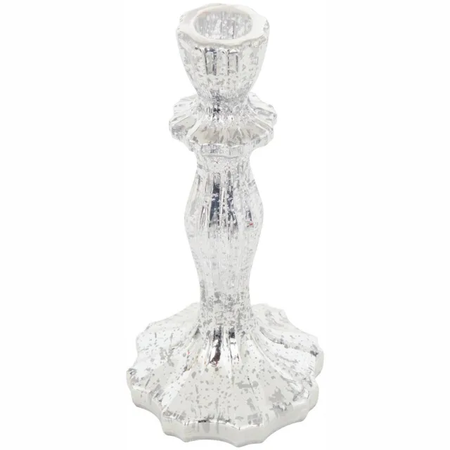 Atmosphera Créateur d'intérieur® Kerstkaarsenhouder van verzilverd glas, hoogte 20 cm Argent
