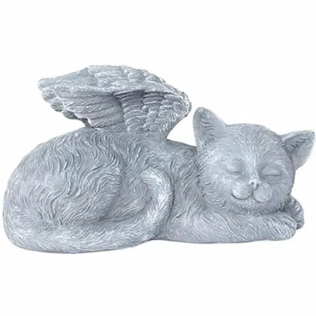 QTTVBTNA Huisdierbeeld - Katten Gedenkteken - Tuinbeeld - Kat, 12×6×5,5 cm, hars, grijze steenlook - Weerbestendig, vervormt niet - Voor binnen en buiten - Als memorial stone of decoratie - Cadeau voor huisdiereigenaren Grijs
