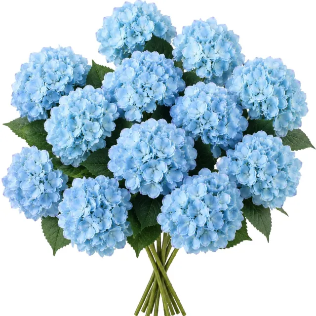 ROSIFY Kunstbloemen Kunst Hortensia - Nepbloemen - Kunstbloemen Boeket - Set van 12 stuks - 46cm - Blauw
