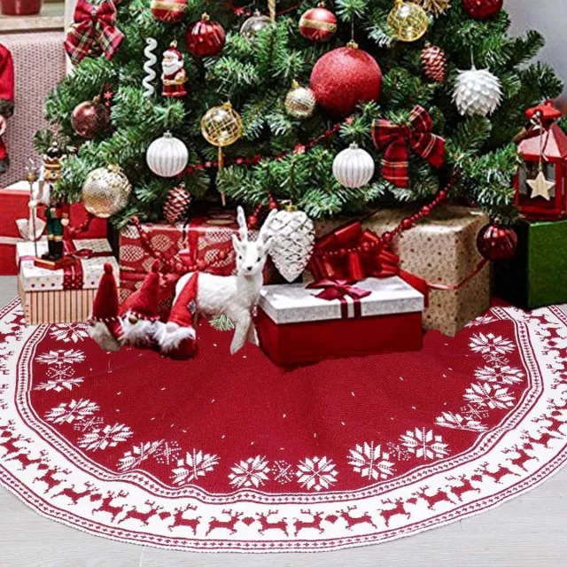 Flintry Kerstboomrok - Kerstkleed - Kerstboomkleed - Kerstrok 122cm - Rood-Wit met Rendier Motief - Kerst Versiering - 1 Stuk