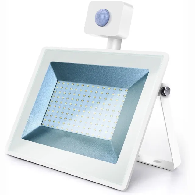 Aigostar LED buitenlamp met sensor - schijnwerper 100W (=1000W) - Koelwit 4000K - 120° - IP65 - wit
