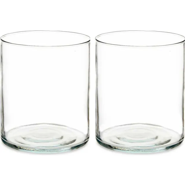 Giftdecor Bloemenvazen 2x stuks - cilinder vorm - transparant glas - 17 x 20 cm