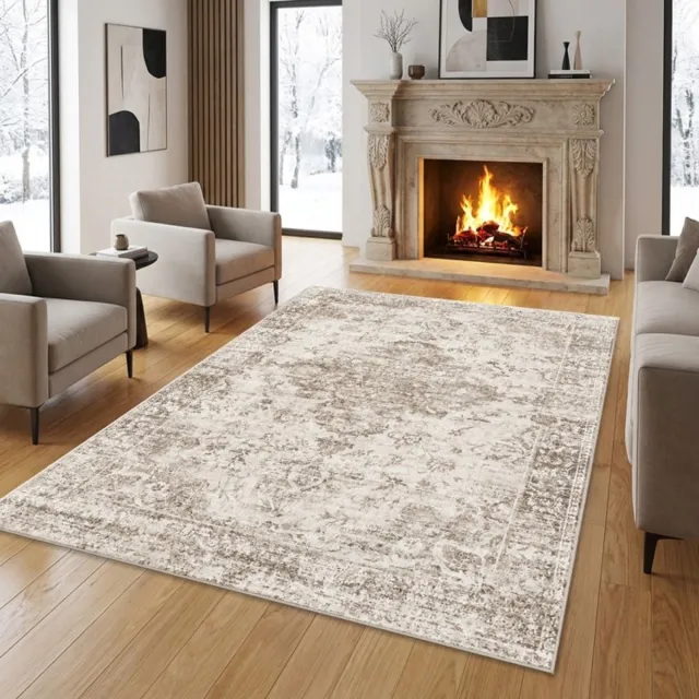 TapisTrend Oosters tapijt Beige 160x220 cm Vintage met een verweerd bloemenpatroon voor de woonkamer, slaapkamer en eetkamer