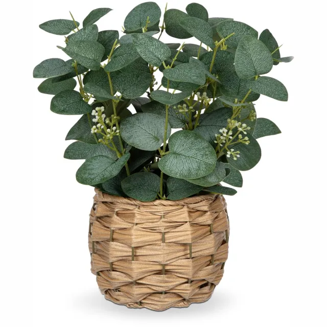 Unyqoos Decoratieve kunstplant eucalyptus in pot voor sfeervol interieurontwerp Groen