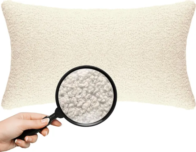 Cohoso Sierkussen 30x50 cm - Semmi Créme- Teddy Bouclé - Inclusief binnenkussen Crème 30 x 50