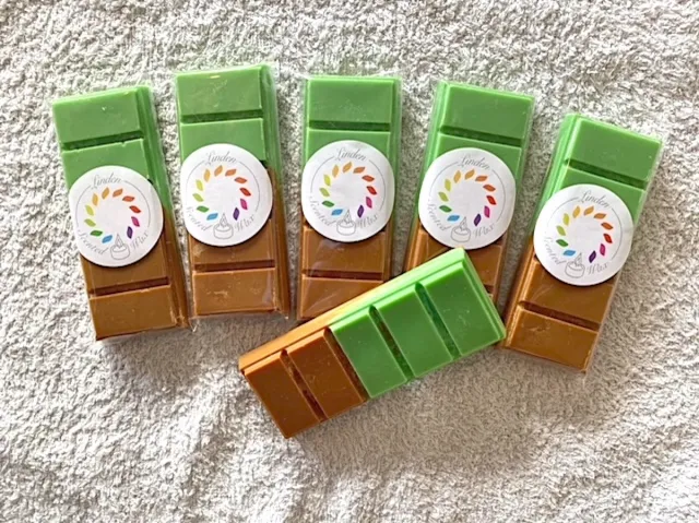 Linden Waxmelts CINNAMON APPLE waxmelt geur - Linden - handgemaakt - 100% sojawax - aromatic - geurbrander - huisparfum groen bruin