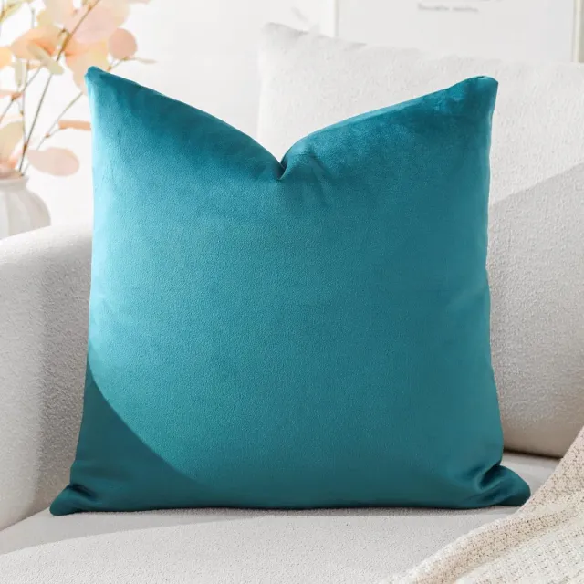 Famanu Fluwelen Kussenhoes - Zacht en Stijlvol - 1 stuk - 50x50 cm Blauw Groen