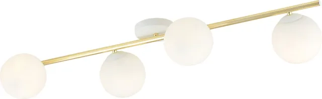 Emibig Design plafondlamp 4x E14 wit met messing en melkglas bollen - Creëer een stijlvolle sfeer in uw ruimte
