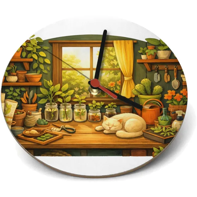 Mr Cadeautjes Klok rond Ø 19 - design Een werkplek voor een creatief plantenliefhebber met bureau| cadeau Wit