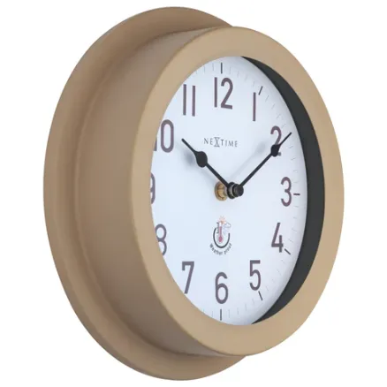 NeXtime Weerbestendige buitenwandklok - 22 cm - Metaal - Gegalvaniseerd - Poppy bruin, foto 3