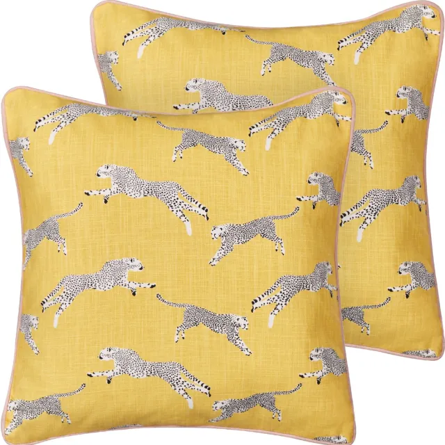 Beliani ARALES - Sierkussen set van 2 - Geel - 45 x 45 cm - Katoen
