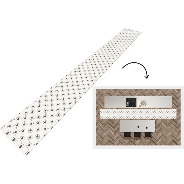 KitchenYeah Keukenloper - Keukenmat - Geometrie - Lijn - Hart - Patroon - 400x50 cm - Keuken vloerkleed Multicolor