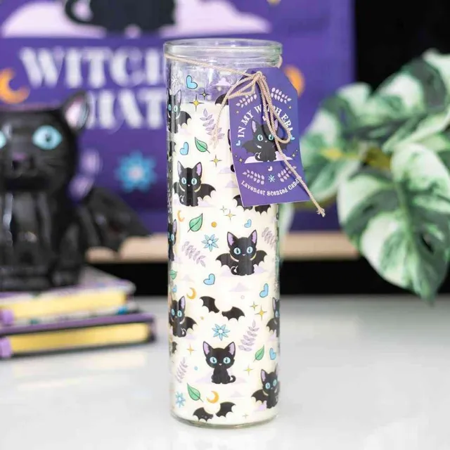 Something Different Cute and Creepy Cat Print Lavender Tube Geurkaars - Multicolours