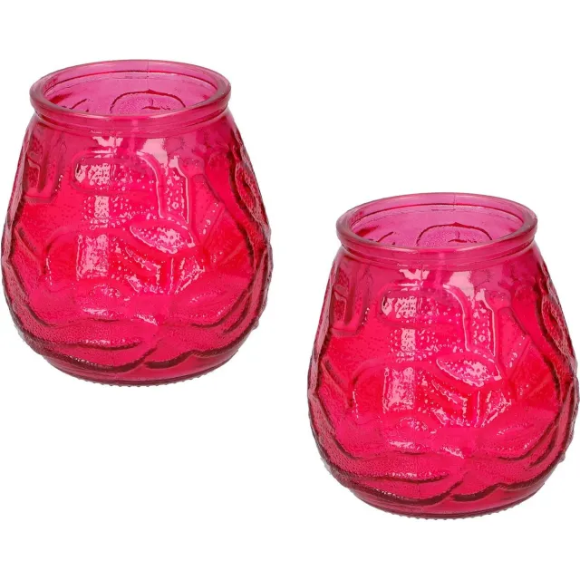 arti casa Tafelkaars - 2x - 15h - rood glas - citronella - 10 cm - lowboy kaars