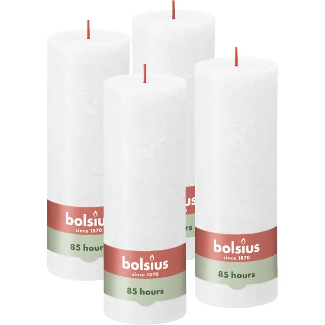 Bolsius Rustieke Kaars - 4 Stuks - Wit - 19cm