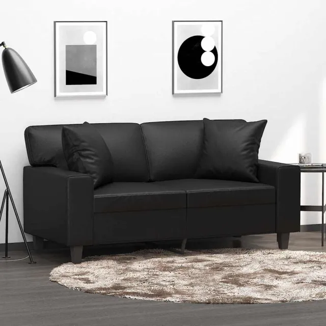 vidaXL Sierkussens 2 st 40x40 cm kunstleer zwart
