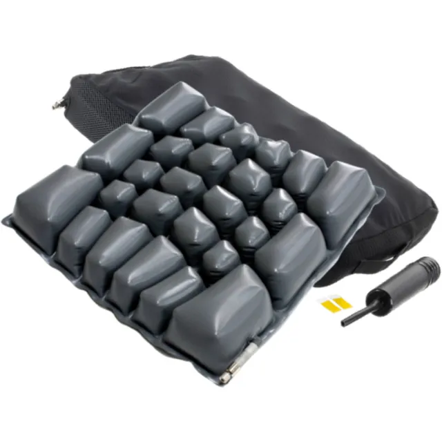 MultiMotion Anti-decubitus dynamisch lucht zitkussen 50 x 46 cm - 6,9 cm hoog - Met ademende hoes en handpomp - Zitkussen Zwart