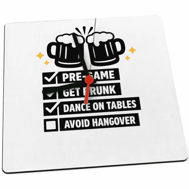Mr Cadeautjes Klok 19 x 19 - design Minimalistische checklist-print voor een vriendendag met een | cadeau Wit