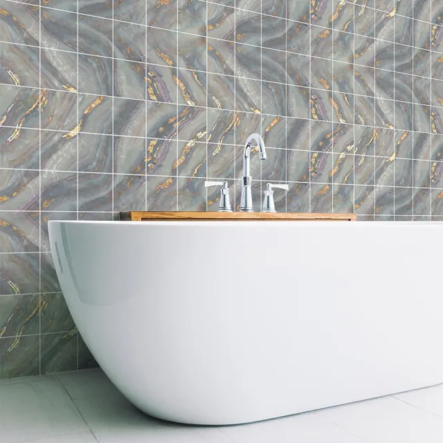 Ambiance Sticker Tegelstickers voor de muur in keuken en badkamer - 30 grijze marmer-cementtegelstickers van Los Gigantes - 30 stickers van 20x20 cm Multi color