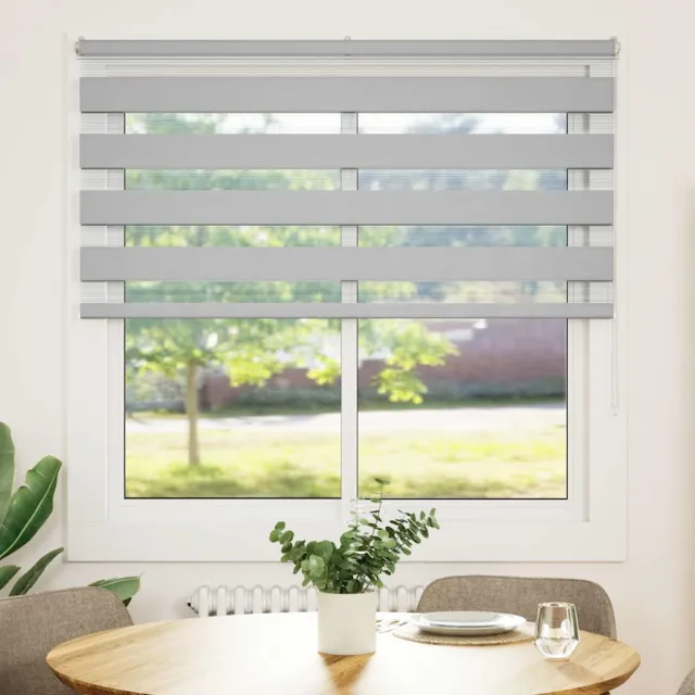vidaXL Zebra rolgordijn 145x100 cm stofbreedte 140,9 cm lichtgrijs