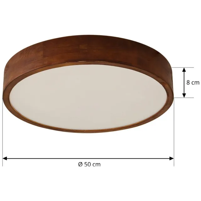 Lindby plafondlamp hout - 4lichts - rubberhout, ijzer, kunststof - H: 8 cm - E27 - walnootkleurig, wit