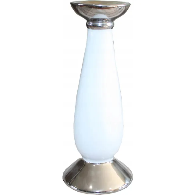 Polnix Keramieken Kaarsenhouder Moon Wit Zilver Wit, Zilver