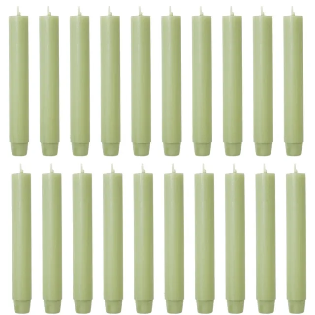 Rustik Lys chique mooie dinerkaarsen pak van 20 stuks 2.6 x 18 cm in de kleur Sage
