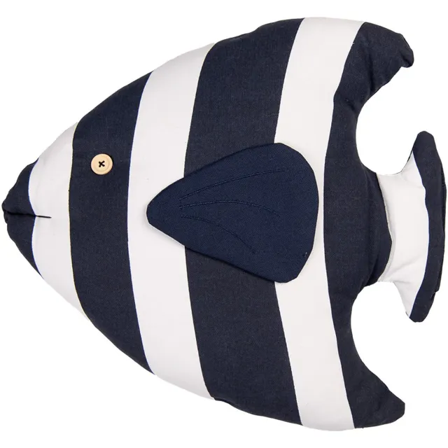 Clayre & Eef Sierkussen Vis 40x45x11 cm Wit Blauw Synthetisch