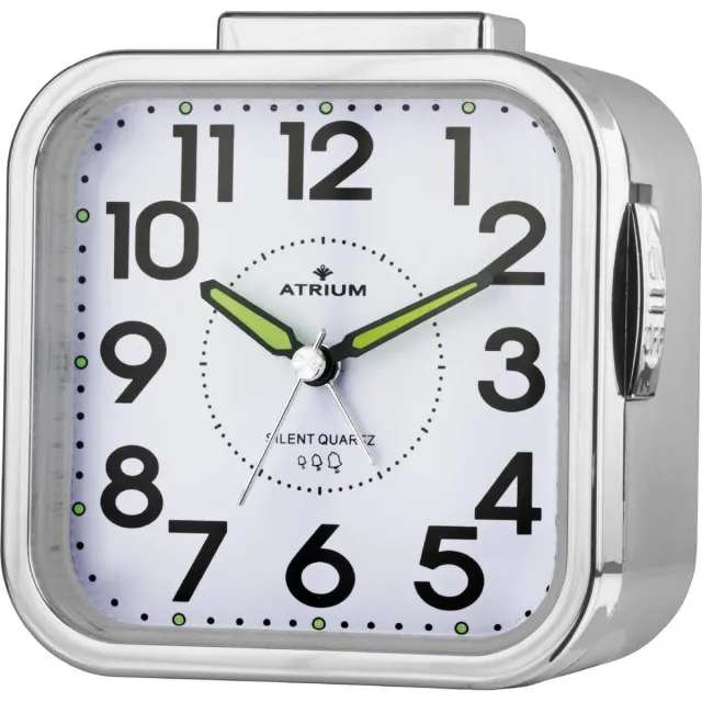 Atrium Wekker Analoog zonder Tikgeluid - Senioren wekker - Quartz uurwerk - Opbouwend Alarm - Eenvoudige bediening - A530-19 zilver