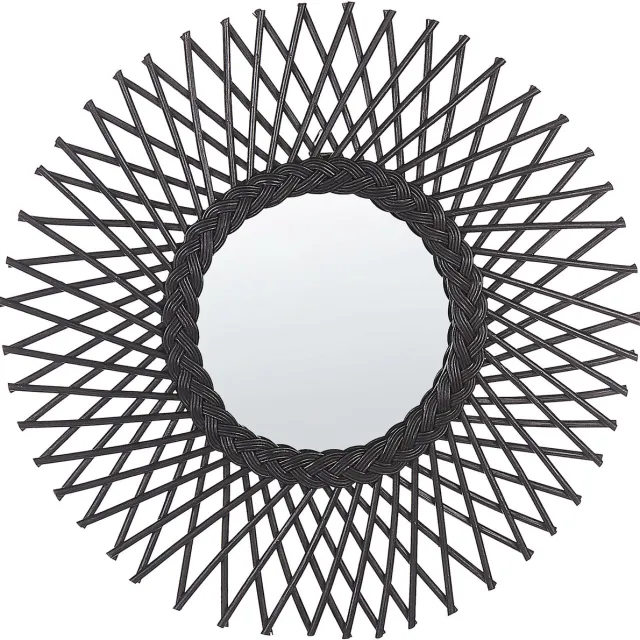 Beliani TAGOLU - Wandspiegel - Zwart - Rotan