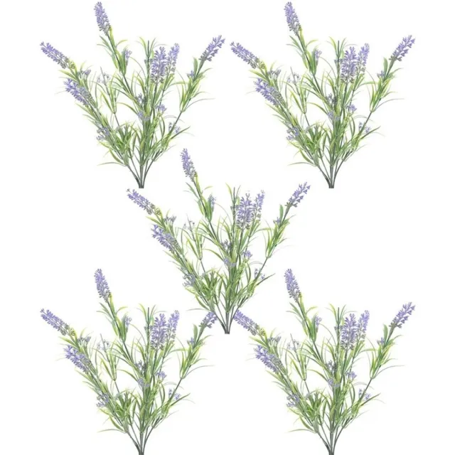 Shoppartners Lavendel kunstplant bundeltje - 5x - bosje - paars - 44 cm Lila