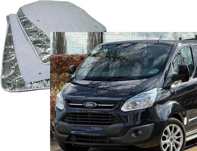 Geschikt voor ford Raamisolatie Geschikt voor Ford Transit Custom vanaf 2012 Raamisolatie voorraam camper tegen hitte en kou, voorraam camper isolatie grijs