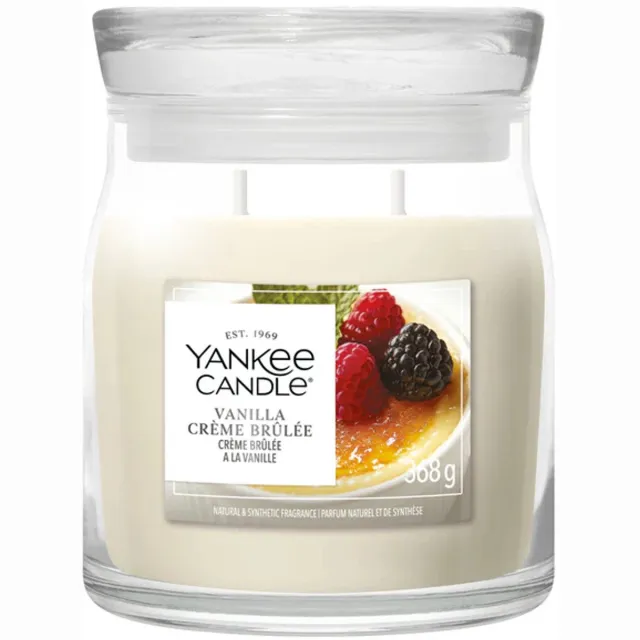 Yankee Candle Vanilla Creme Brulee Medium Geurkaars - 50 branduren - 2 lonten