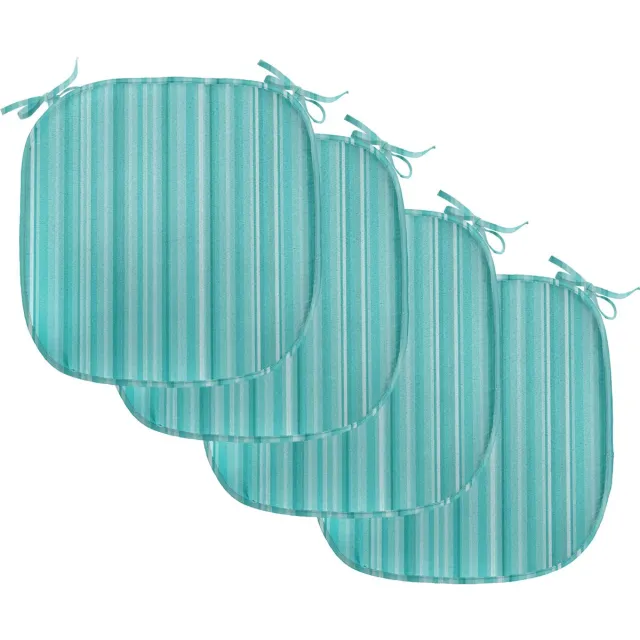 New Bed Aqua Oceanisch Geïnspireerde Blauwe Lijnen Stoelkussen Set van 4, Anti-Slip Zitting Pad, 40 cm x 40 cm Turquoise Bleek Blauw- 4 Set