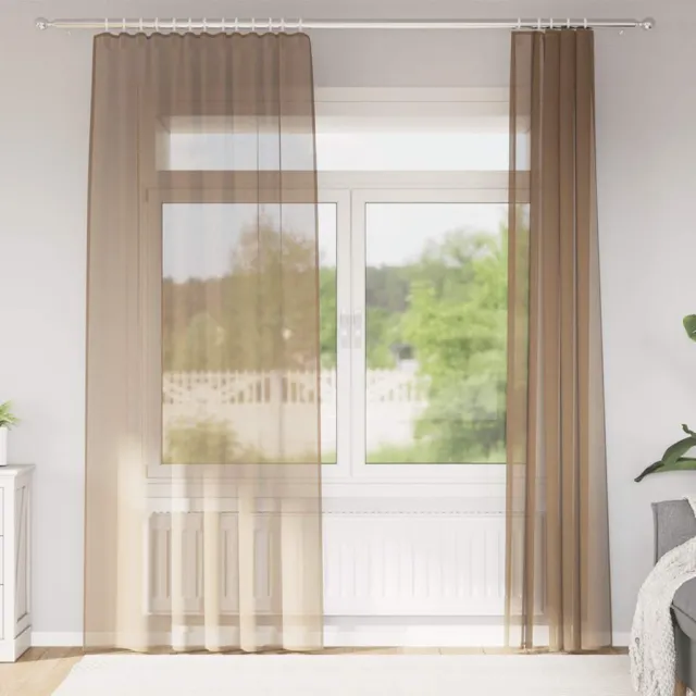 vidaXL Gordijnen voile met roedezakken 2 st lichtbruin