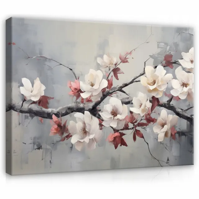 WALLARENA Canvas schilderij - 60x40 cm - moderne grijze kersenbloesem voor slaapkamer multikleurig