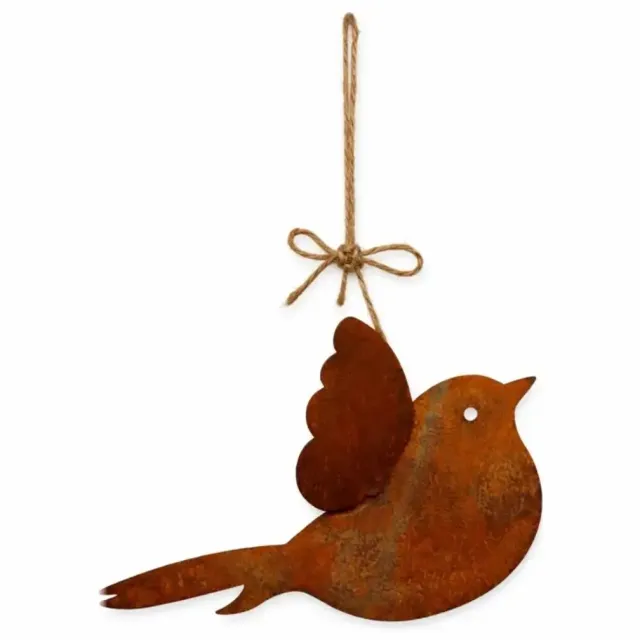 Iron Art vogel hangend - ecoroest - tuin - balkon -terras -buiten - decoratief