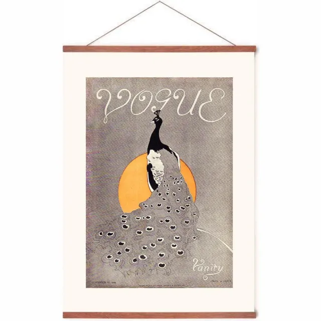 Esque Poster In Posterhanger - Vintage Vogue Magazine - Kader Hout - Fashion - Passe Partout - 70x50 cm - Ophangsysteem