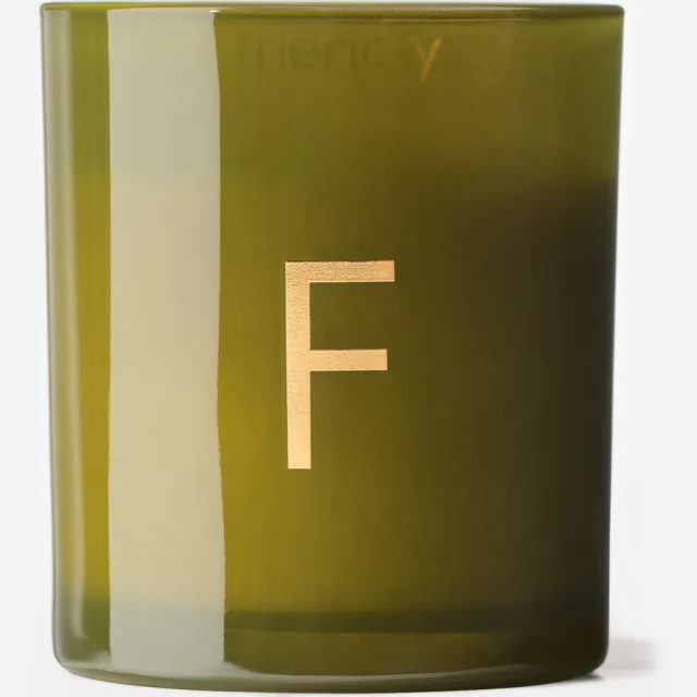 HEMA Kaars in glas ⌀8x9cm letter F (groen)