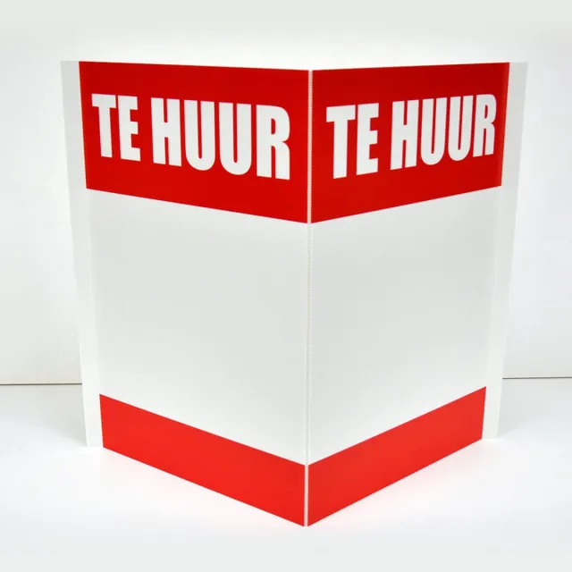 Vanlommel Printing Immobord - Makelaarsbord - Vouwbord - TE HUUR 70x100cm - Rood/Wit Rood/wit - TE HUUR