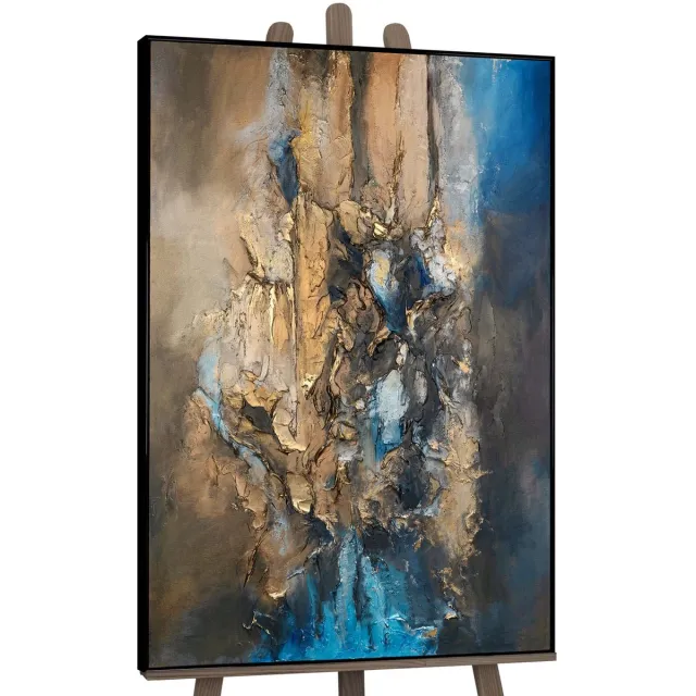YS Canvas schilderij groot handgeschilderd elegante abstractie verfijnd – YS-Art Gallery – Luxe wanddecoratie voor woonkamer – Modern schilderij voor slaapkamer en kantoor Black