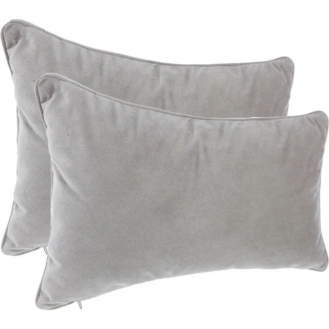 Atmosphera Bank/sierkussens huiskamer Sophia - 2x stuks - 30 x 50 cm - Zilvergrijs - polyester - met rits Lichtgrijs