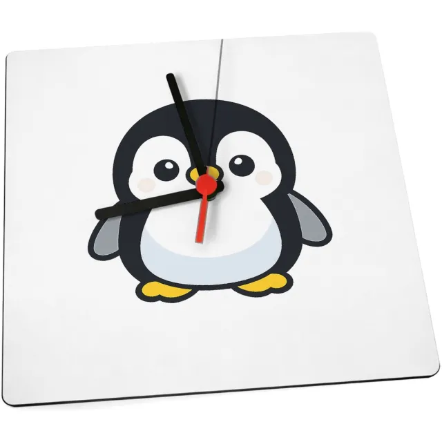 Mr Cadeautjes Klok 19 x 19 - design Een vrolijke, ronde vos met grote ogen in een minimalistisch | cadeau Wit
