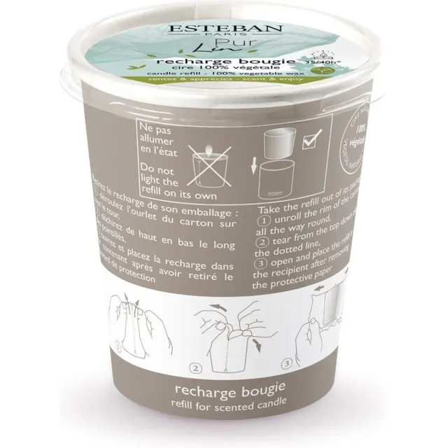 Esteban Classic Pur Lin Navulling geurkaars 180gr Wit